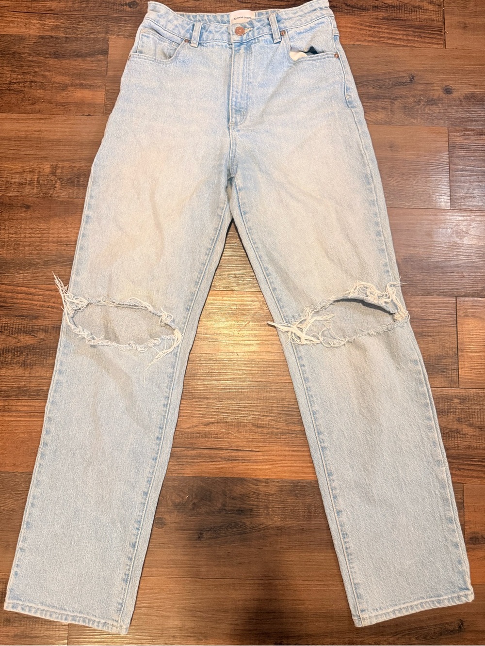 Abrand Light Blue High-Rise Distressed Women's Jeans